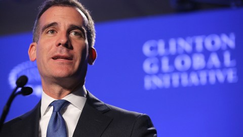 El alcalde Garcetti durante la conferencia de Clinton Global Initiative del 2014.