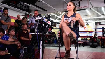 Ronda Rousey se reunió con reporteros en su gimnasio de Los Ángeles hace algunos días.