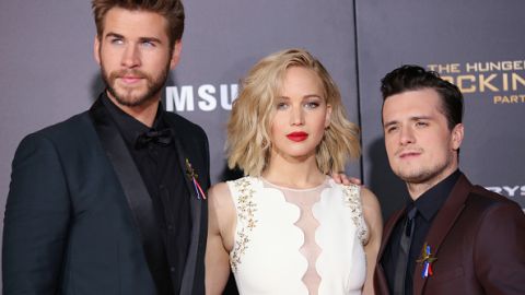 Liam Hemsworth, Jennifer Lawrence y Josh Hutcherson.