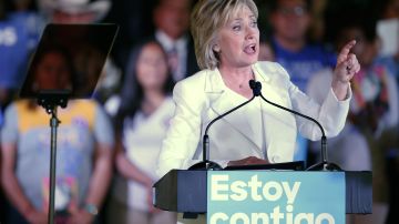 La candidata a la nominación demócrata, Hillary Clinton durante un evento con votantes hispanos en San Antonio, Texas.