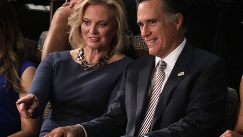 WASHINGTON, DC - OCTOBER 29: Former Republican presidential candidate Mitt Romney and his wife Ann Romney watch a speaker election in the House Chamber of the Capitol October 29, 2015 on Capitol Hill in Washington, DC. The House of Representatives is scheduled to vote for a new speaker to succeed Boehner today. (Photo by Alex Wong/Getty Images)
