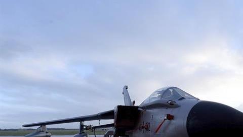 Un avión de reconocimiento "Tornado" en la base aérea de Jagel (Alemania).