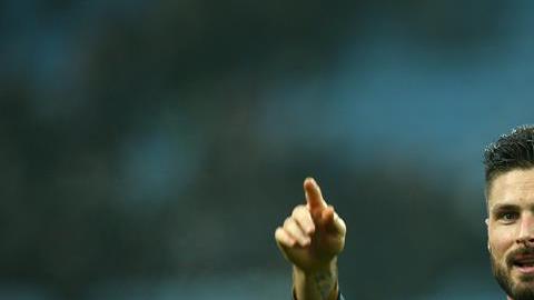 Oliver Giroud y el festejo de su gol.