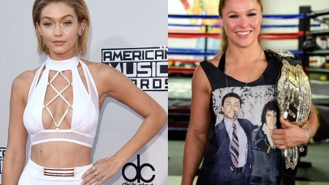 La modelo Gigi Hadid y la luchadora Ronda Rousey han sido dos de los rostros más fotografiados del año.