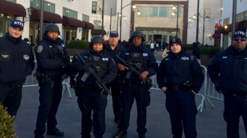 El Grupo de Respuesta Estratégica (SRG) del NYPD en un centro comercial de El Bronx.