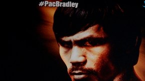 Bob Arum durante la conferencia de prensa en Los Ángeles para promover la pelea Pacquiao vs. Bradley.