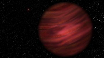 representación del planeta gigante de gas 2MASS J2126-8140 en la órbita alrededor de la estrella enana roja TYC 9486-927-1