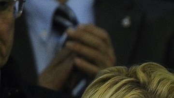 Shakira y Piqué en un partido del Barcelona.