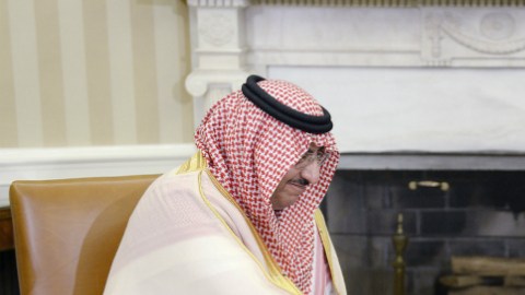 U.S President Barack Obama Shakes hands with Crown Prince Mohammed bin Nayef of Saudi Arabia