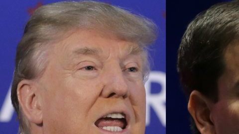 Donald Trump, Marco Rubio y Ted Cruz, precandidatos republicanos presidenciales.
