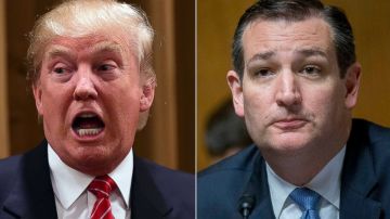 Precandidatos republicanos presidenciales Donald Trump y Ted Cruz.