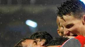 El festejo del segundo gol del Sevilla en Balaídos.