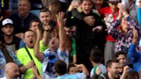 El festejo de Albentosa tras hacer el gol del empate ante el Real Madrid.