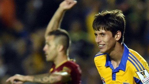 Jurgen Damm celebra uno de los goles de Tigres frente al Salt Lake City.