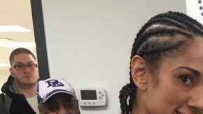 Amanda Serrano y Olivia Gerula durante la ceremonia de pesaje ayer en New York