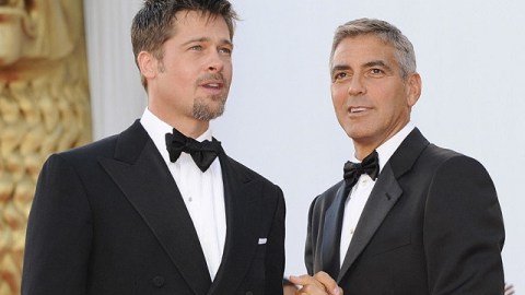 Los actores Brad Pitt y George Clooney en un festival de cine europeo.