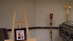 Así lució el féretro de Carlos Cámara en una funeraria de la Ciudad de México.