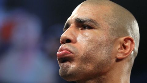 Miguel Cotto previo a la pelea con Canelo Álvarez en el Mandalay Bay de Las Vegas, Nevada.