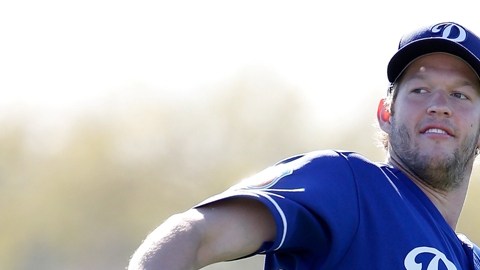 Clayton Kershaw de Los Angeles Dodgers durante el spring training del equipo en Camelback Ranch, Glendale, Arizona.