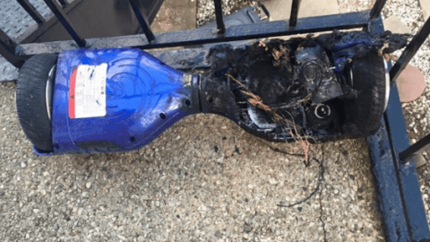 Así quedó la hoverboard del pequeño Michael luego de encenderse.