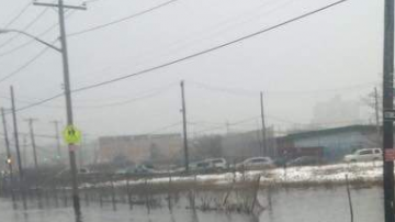 Residentes del área de los Rockaway publicaron fotos de inundación en su vecindario debido a la tormenta invernal de hoy.