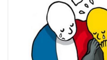 El caricaturista francés Plantu dibujó a Francia y Bélgica abrazadas a raíz de los ataques del martes en Bruselas.