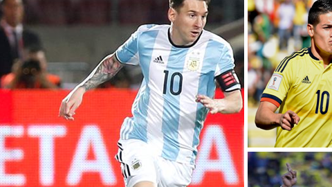 Lionel Messi y James Rodríguez buscan acercar a sus selecciones a la cima de la eliminatoria que encabeza Ecuador.
