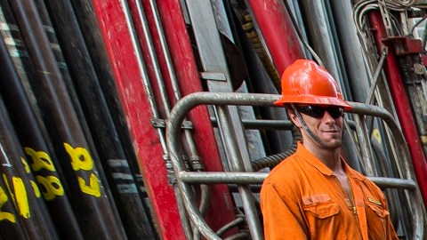 Trabajadores en una plataforma controlada por Pemex en el Golfo de México.