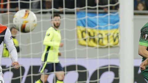 Ricardo Ferreira del Braga en primer plano tras encajar su primer autogol frente al Shaktar.