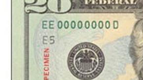 Vista del actual billete de 20 dólares.