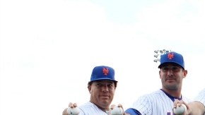 Brazos poderosos: Bartolo Colón, Matt Harvey, Noah Syndergaard, Jacob deGrom, Steven Matz y Zack Wheeler (izq. a der.) .