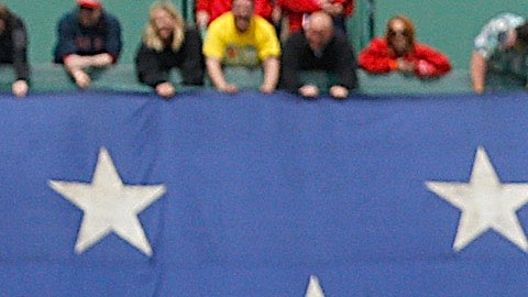 David Ortiz durante su famoso discurso.