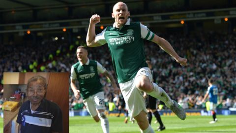 El festejo de David Gray del Hibernian.