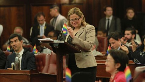 Presidenta del Concejo Melissa Mark-Viverito durante la sesión. Mariela Lombard/El Diario NY.