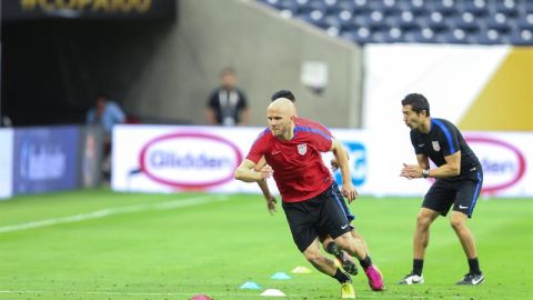 La selección de EEUU en el entrenaminieto previo al partido ante Argentina.