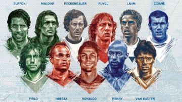 El portugués aparece al lado de figuras como Iniesta, Puyol y Buffon.