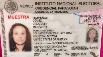 Credencial de elector mexicana. (Muestra)