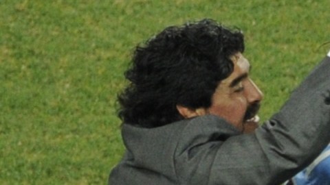 Maradona y Messi durante la Copa del Mundo 2010.