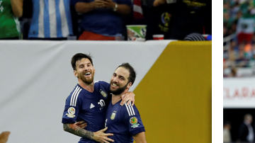 Messi: 5, Huguaín: 4 por Argentina. Alexis: 3, Vargas: 4 por Chile.