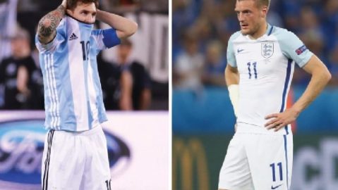 Messi y Vardy. Argentina e Inglaterra la pasan mal.