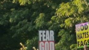 Manifestación de los seguidores de la Iglesia Bautista de Westboro.