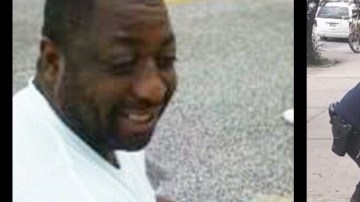 Composición gráfica, Eric Garner en vida, y cuando era sometido por policías del NYPD.