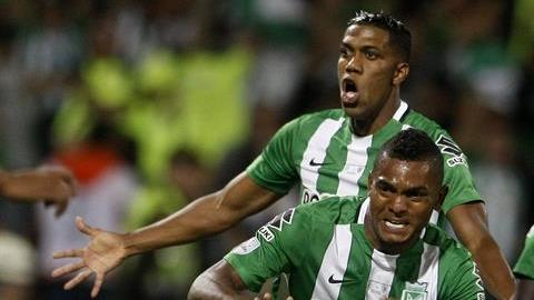 Miguel Ángel Borja y su festejo del primer gol de Atlético Nacional en la final de la Libertadores.