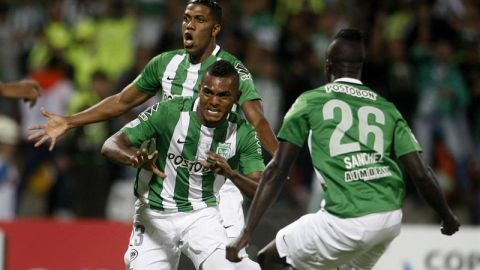 Miguel Ángel Borja y su festejo del primer gol de Atlético Nacional en la final de la Libertadores.