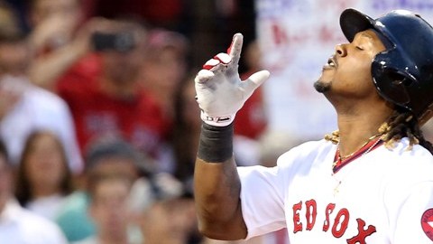 Hanley Ramírez, metió tres jonrones en el juego de los Medias Rojas ante los Gigantes de San Francisco.