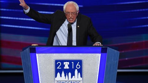 Bernie Sanders durante su discurso en la Convención Nacional Demócrata.