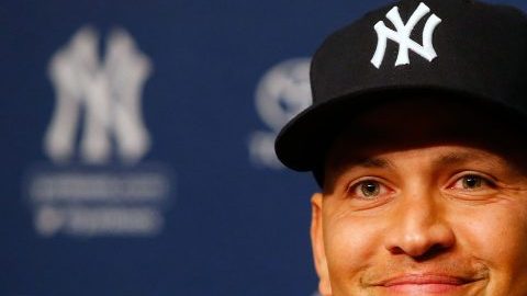 Alex Rodriguez anunciando su retiro en Yankee Stadium el pasado 7 de agosto.