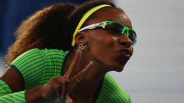 Rosangela Santos en una foto tomada tras su participación en los 100 m planos de atletismo en Río 2016.