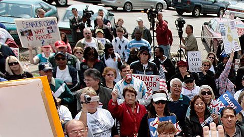 Florida Voters Group Protests In Front Of DNC Offices