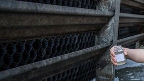 Toma de muestras de agua en torres de enfriamiento de edificios.